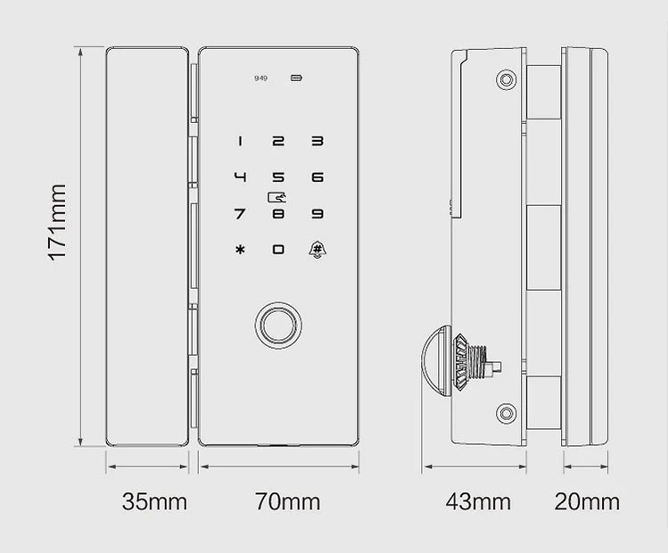 Khóa cửa kính khách sạn công ty đa năng T2701 14