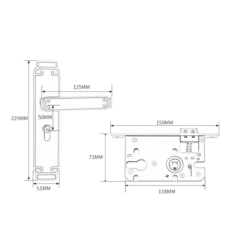 Khóa cửa tay gạt hợp kim họa tiết đơn giản A7818 14