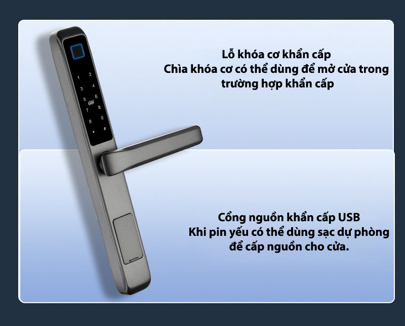 Khóa cửa vân tay thông minh chống nước T2312 13