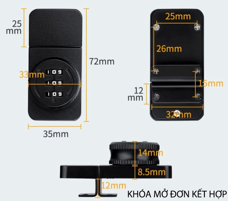 Khóa mật mã tủ kính không khung ZHH746 22