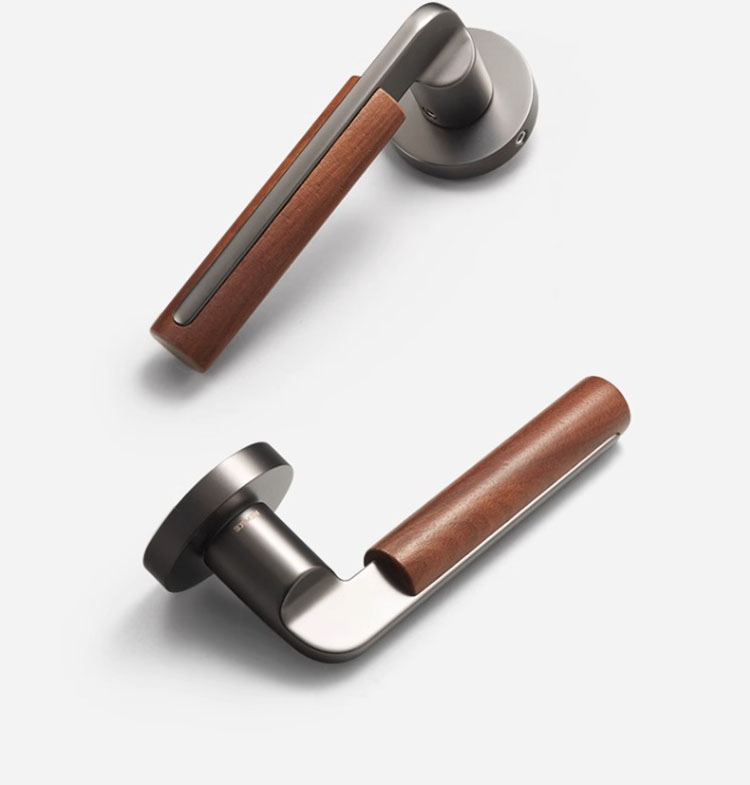 Khóa tay gạt hợp kim phối gỗ kiểu Bắc Âu LKF1077 6