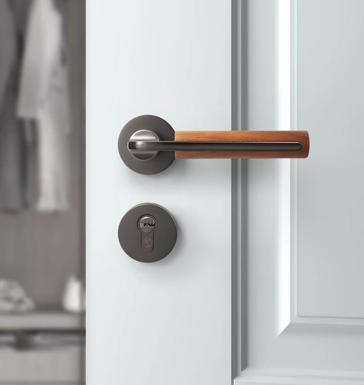 Khóa tay gạt hợp kim phối gỗ kiểu Bắc Âu LKF1077 9