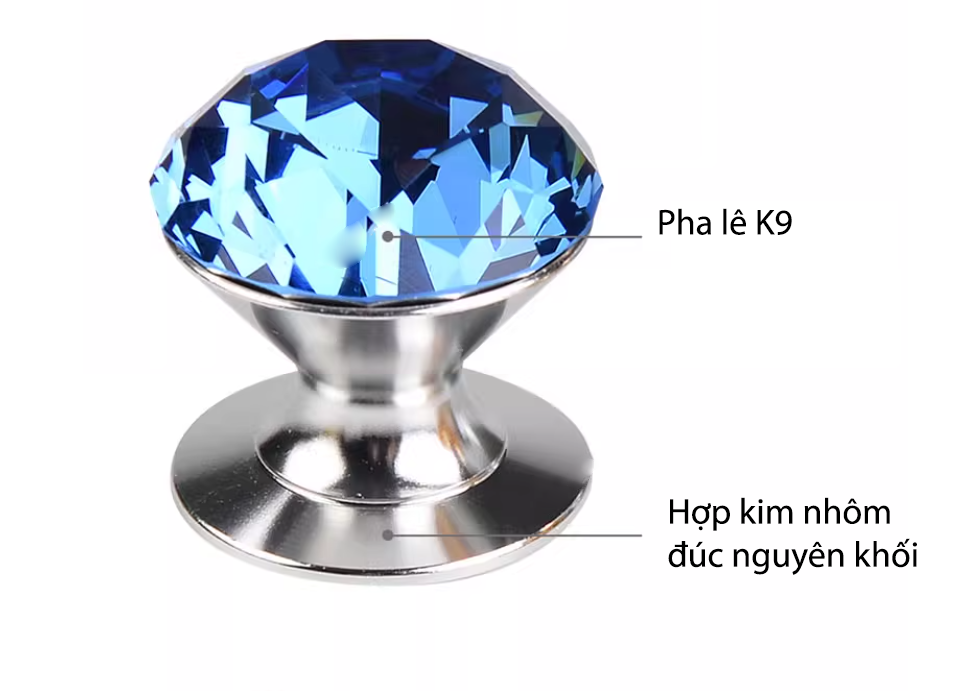 Núm tay nắm tủ pha lê đế hợp kim TNB018 9