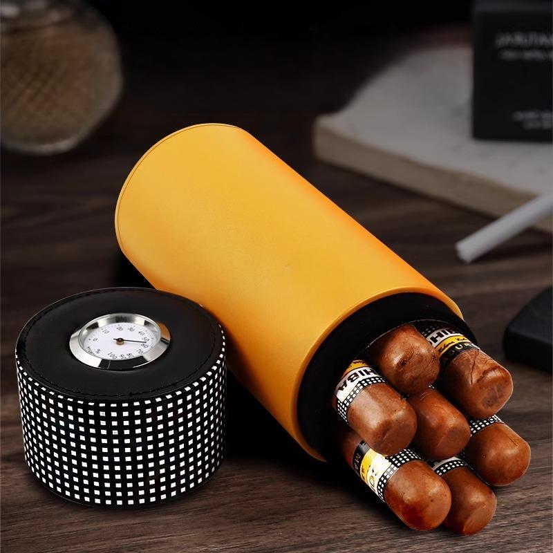 Ống giữ ẩm cigar da bò lót gỗ tuyết tùng CGL429 5