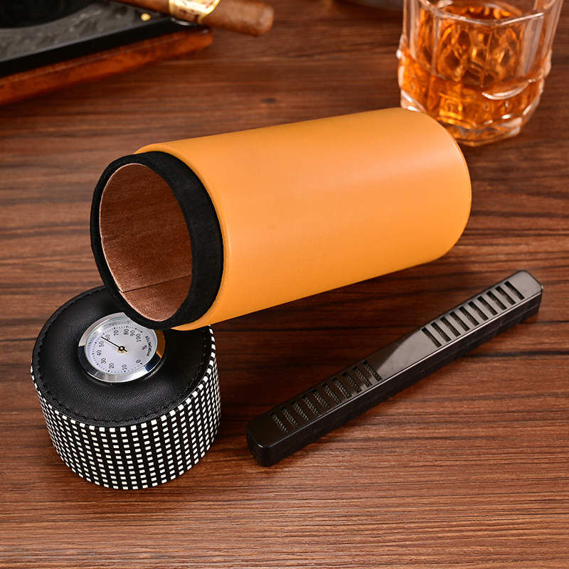 Ống giữ ẩm cigar da bò lót gỗ tuyết tùng CGL429 7
