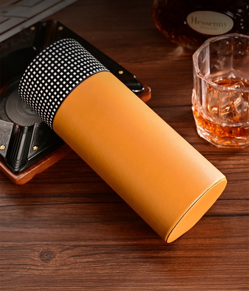 Ống giữ ẩm cigar da bò lót gỗ tuyết tùng CGL429 6
