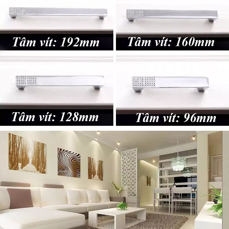Tay nắm tủ hợp kim kẽm khảm giả kim cương JS3243 16