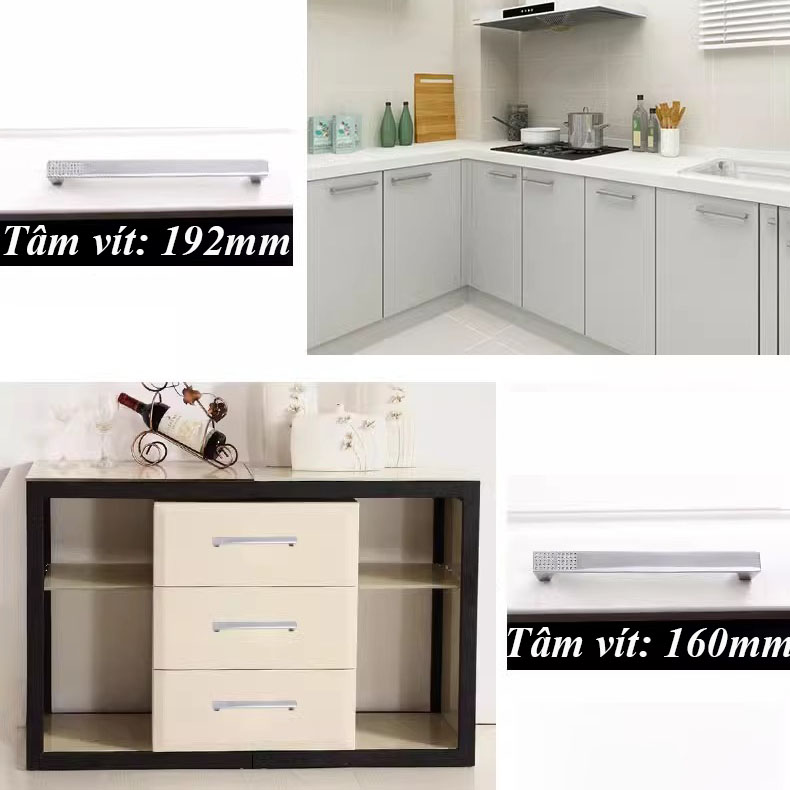 Tay nắm tủ hợp kim kẽm khảm giả kim cương JS3243 8