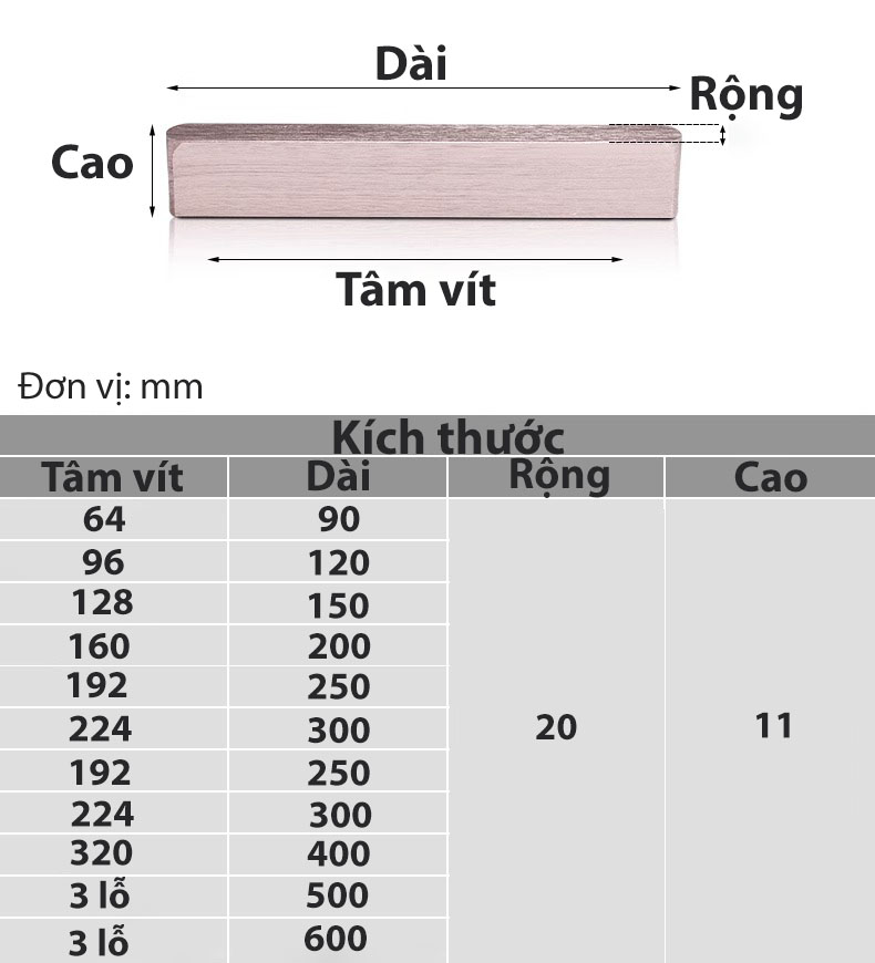 Tay nắm tủ hợp kim nhôm nguyên khối hiện đại L538 16