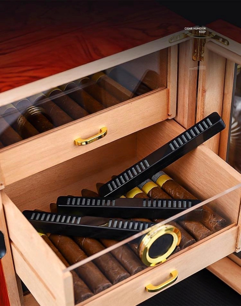 Tủ lưu trữ 100 điếu cigar mặt kính trong suốt HNC308 6