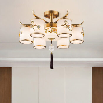 Đèn chùm decor đồng thau hoa mai khoe sắc MZ6894