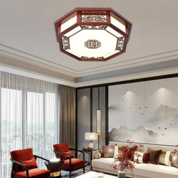 Đèn ốp trần bằng gỗ hình bát giác sang trọng ZLJ5749