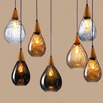 Đèn thả thủy tinh đui gỗ phong cách Vintage ZDL2982
