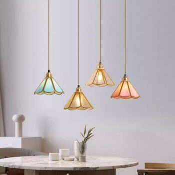 Đèn thả trần thủy tinh hình nón dạng hoa HL0303 - bìa