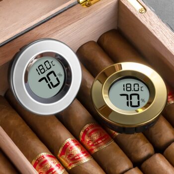 Nhiệt ẩm kế xì gà điện tử 2 trong 1 hình tròn CGL7128