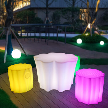 Bàn ghế đèn led mô hình khúc gỗ độc đáo XC383