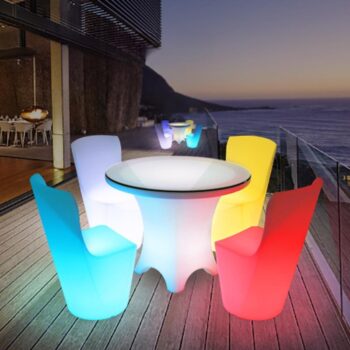 Bộ bàn ghế đèn led trang trí sân vườn XC025