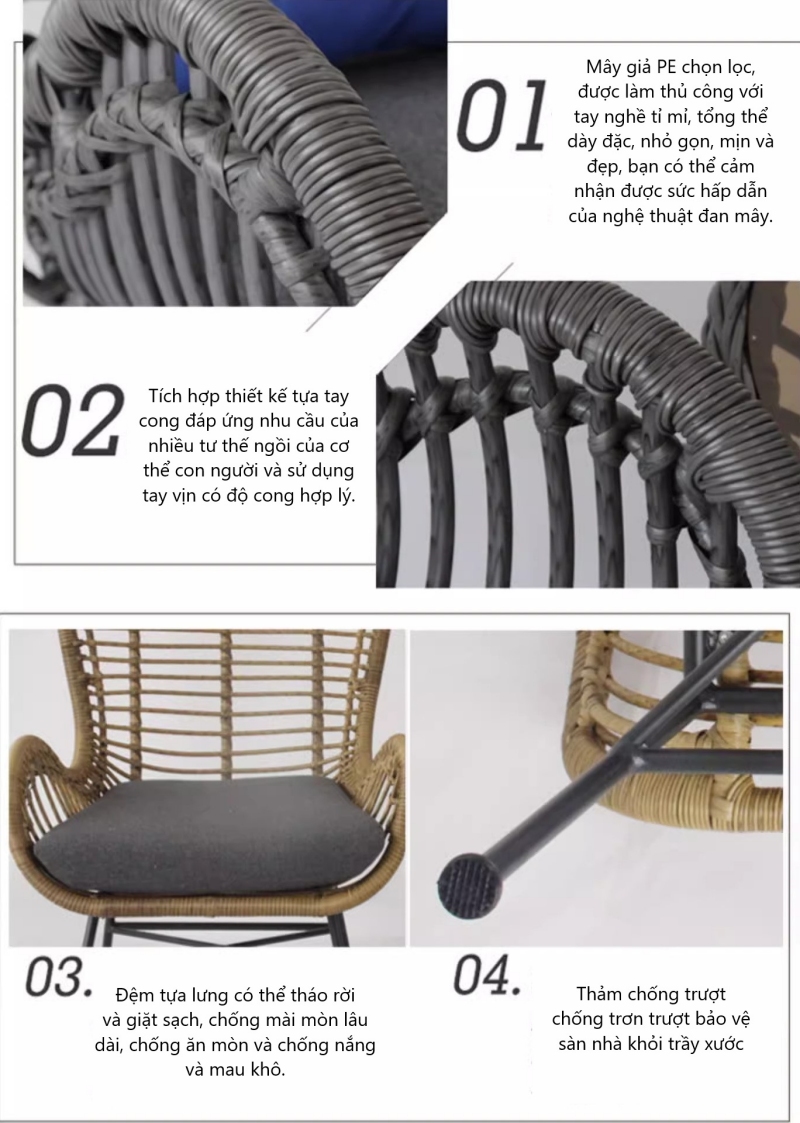 Ghế sofa ban công bàn trà thư giãn WR1318 15