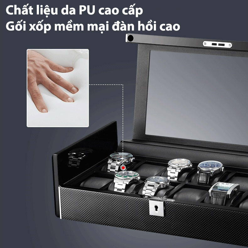 Hộp trưng bày đồng hồ bằng gỗ nguyên khối MQ3223 10
