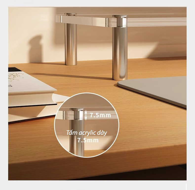 Kệ đỡ màn hình máy tính decor trong suốt FLYJ001T 12