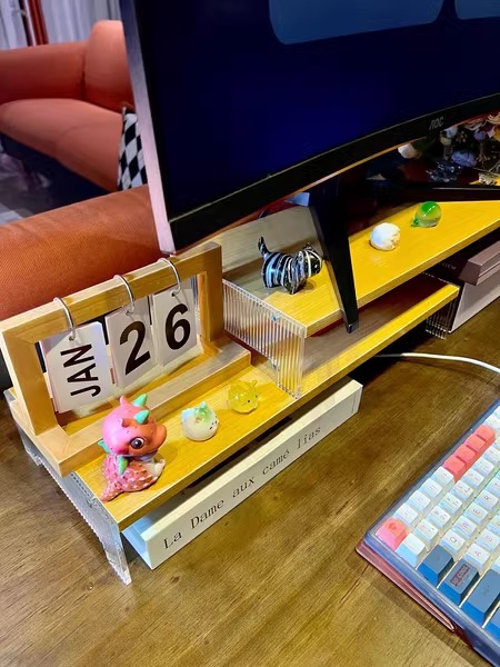 Kệ máy tính để bàn decor bằng gỗ FLXH13 16