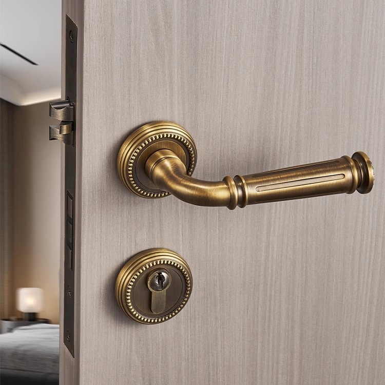 Khóa cửa tay gạt đồng thau kiểu Pháp Retro BR0686 7