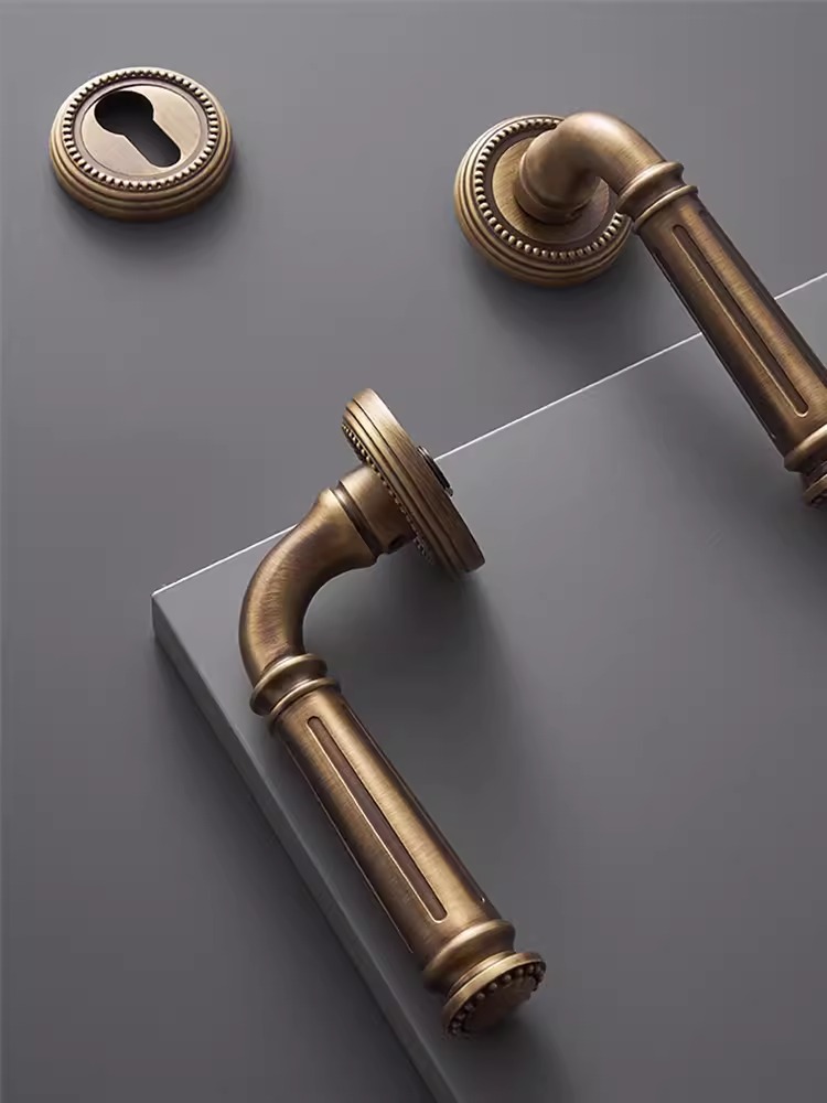 Khóa cửa tay gạt đồng thau kiểu Pháp Retro BR0686 11