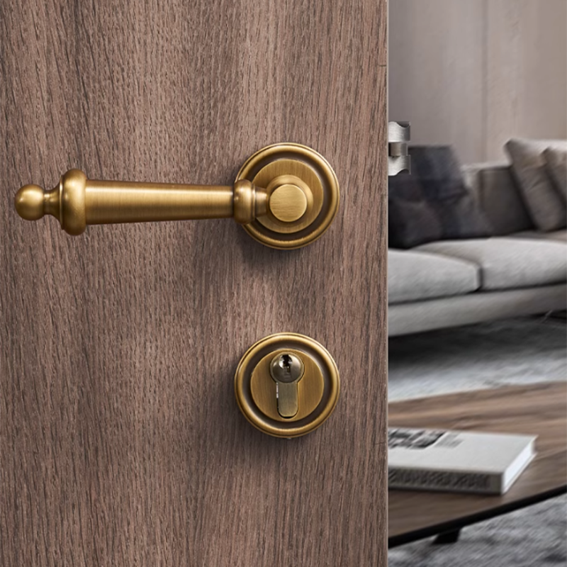 Khóa cửa tay gạt kiểu Pháp retro bằng đồng BR0F