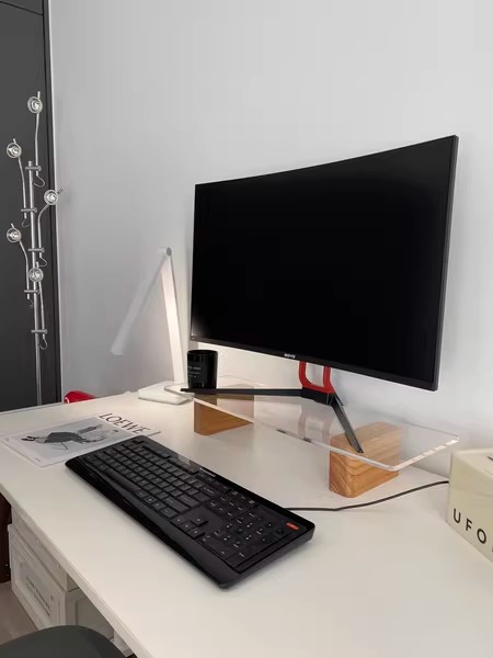 Kệ nâng màn hình máy tính mặt kính chân gỗ FLXHD6 25