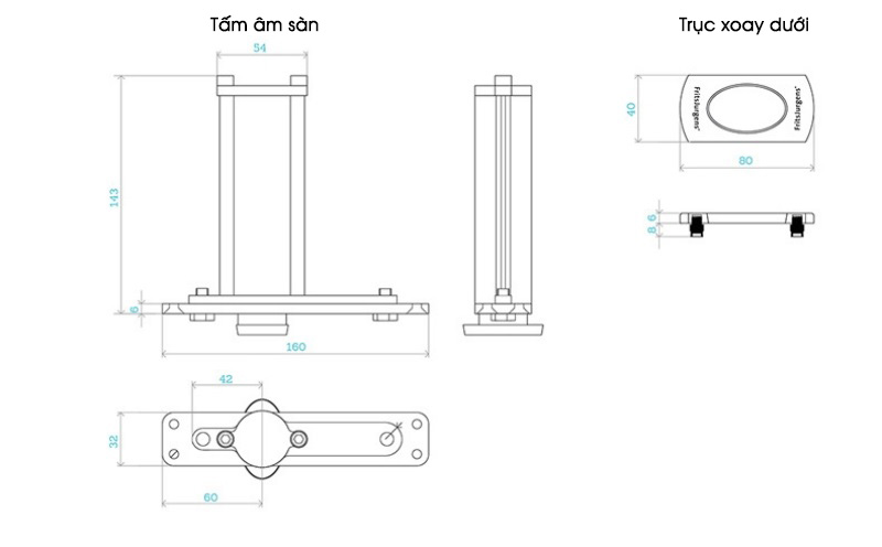 Bản lề âm sàn thép không gỉ tải trọng lớn CH7941 13