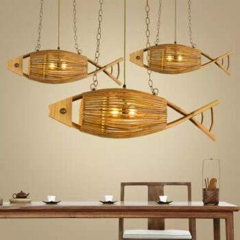 Đèn thả bằng tre kiểu dáng con cá nghệ thuật YJ1060