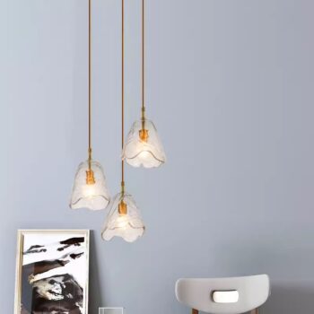Đèn thả trần thủy tinh hoa tulip trong suốt HL0300