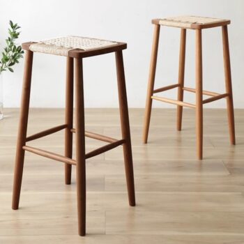 Ghế bar gỗ đan dây cói phong cách Nhật Bản GR6744