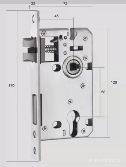 Khoá cửa phòng ngủ tay gạt màu đen A01-218B 9