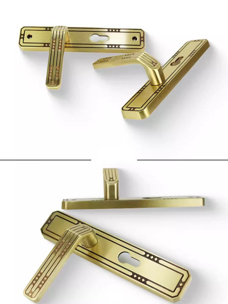 Khóa cửa tay gạt đồng thau phong cách Indochine SM1408 9
