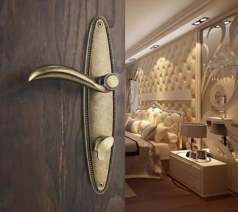 Khóa tay gạt bằng đồng vintage hình oval LM1221 5