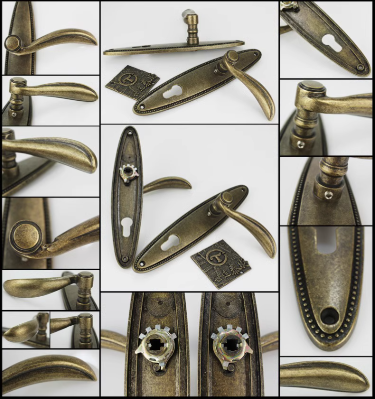 Khóa tay gạt bằng đồng vintage hình oval LM1221 10