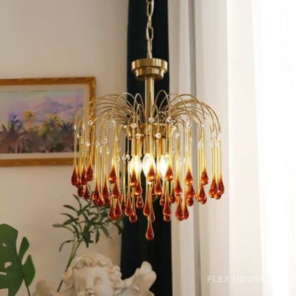 Đèn chùm đồng nguyên khối cao cấp giọt nước rơi ZH7645 - bìa