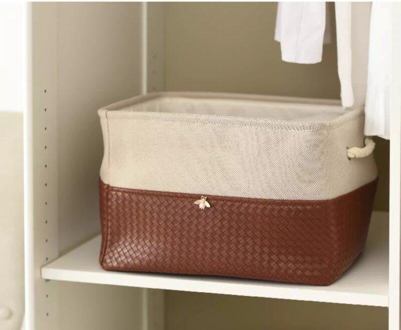 Giỏ đựng quần áo Canvas phối da cao cấp OFN090 4