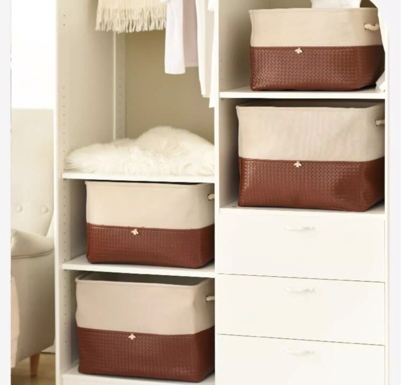 Giỏ đựng quần áo Canvas phối da cao cấp OFN090 3