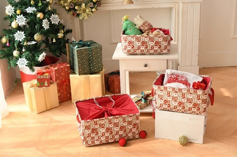 Giỏ đựng quần áo trang trí hình Ông già Noel OF7522 16