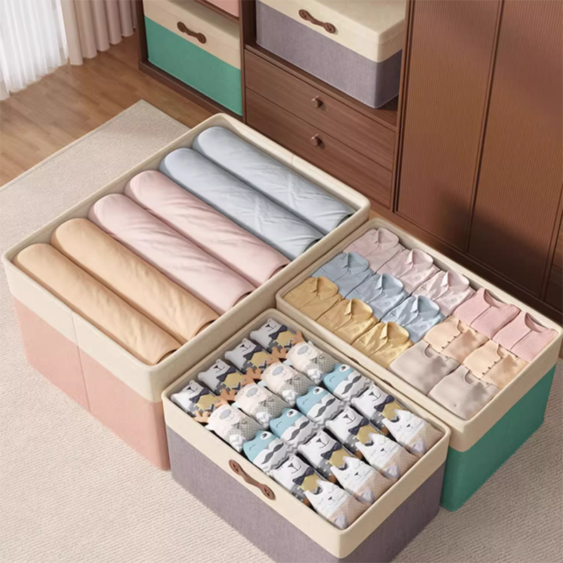 Hộp lưu trữ quần áo bằng vải lanh hai lớp YN7343 2 Hộp lưu trữ quần áo bằng vải lanh hai lớp YN7343 8