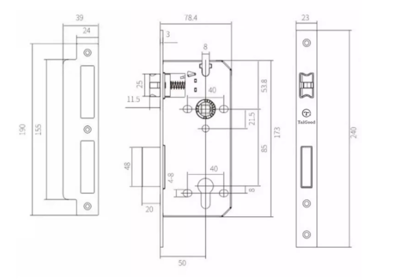 Khóa cửa tay gạt bằng đồng hiện đại ME1903 7