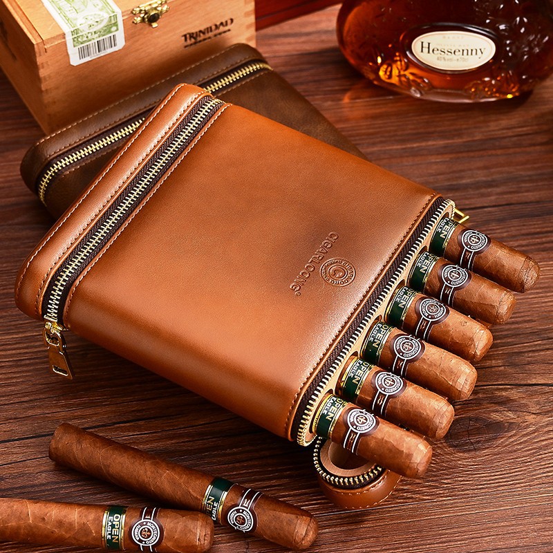 Túi cigar 6 điếu cầm tay bọc da sang trọng CGL171 8