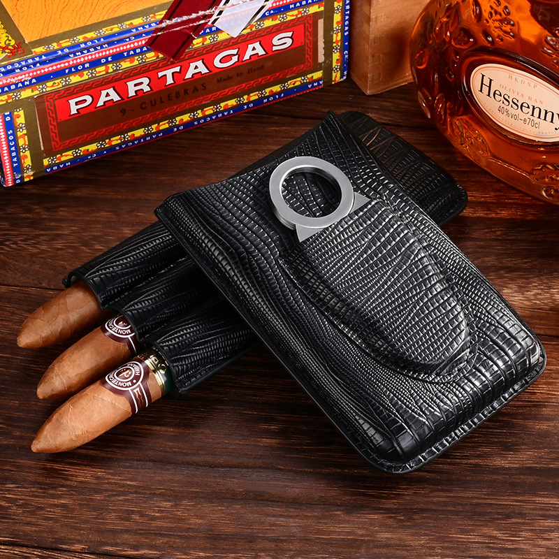 Túi đựng cigar 3 điếu kèm dao cắt CGL671 5