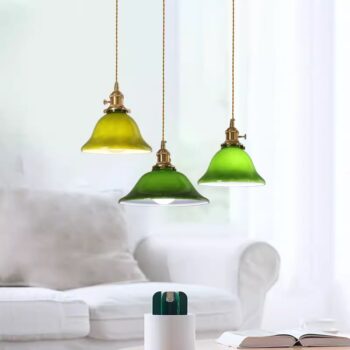 Đèn thả trần thủy tinh màu xanh tinh tế HL0157