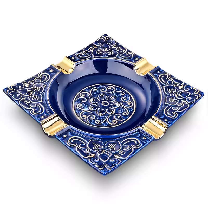 Gạt tàn gốm sứ họa tiết hoa cổ điển sang trọng CGL2892 8