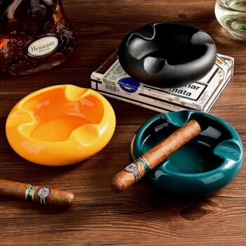 Gạt tàn xì gà 3 điếu gốm sứ màu trơn tinh tế CGL3860