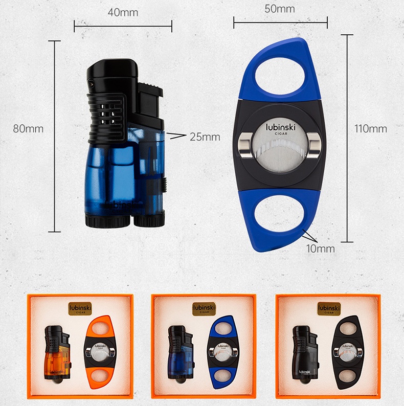Bộ phụ kiện xì gà hai món bật lửa dao cắt LBS8014 12