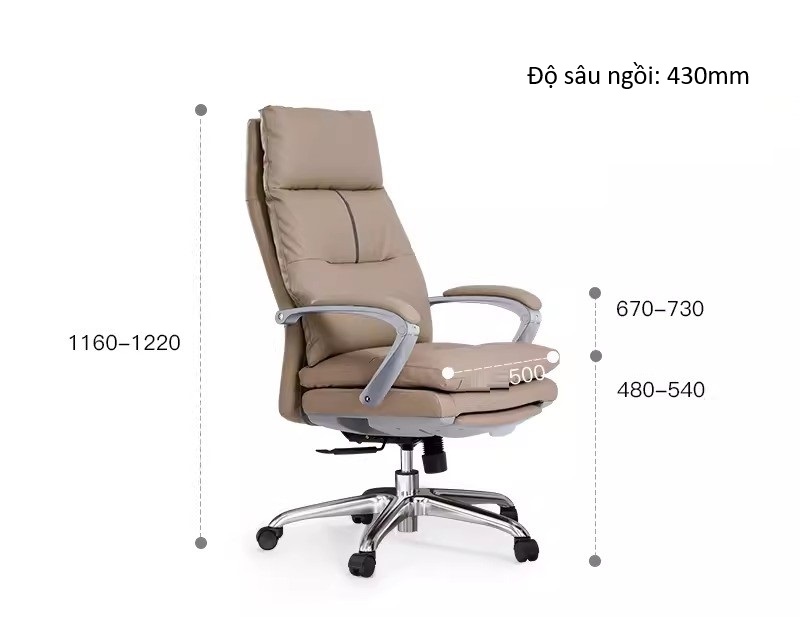 Ghế giám đốc bọc da 2 lớp cao cấp GC562 10